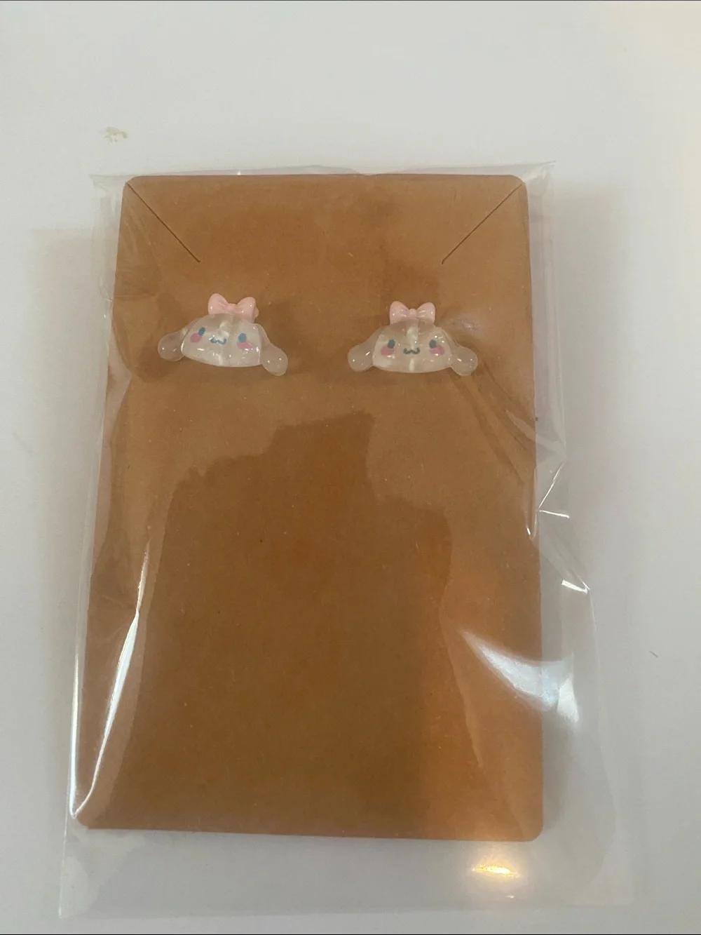 Cinnamonroll Stud Earrings in Pink and White